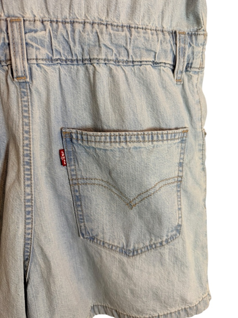 NWT Levi’s Denim Romper Jumpsuit Light Wash Utility Short Sleeve Size S - Picture 5 of 10